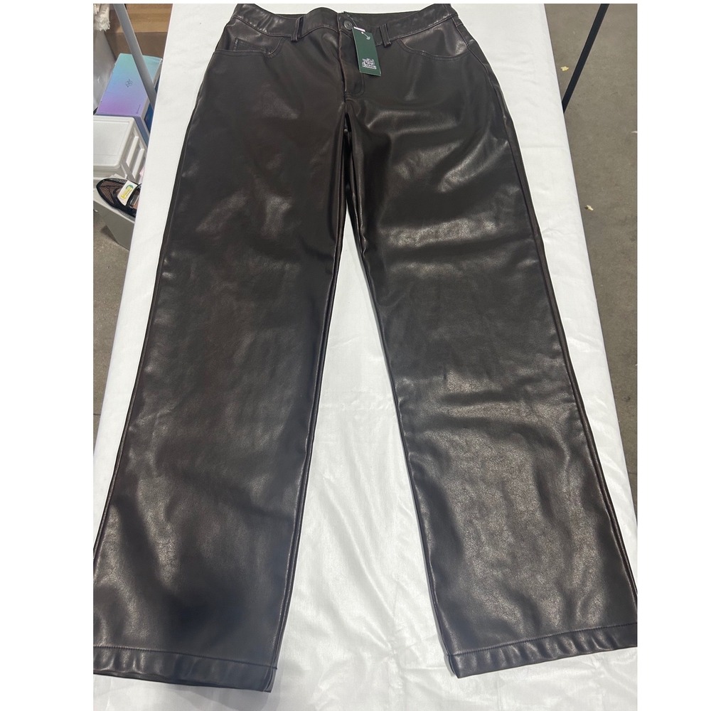 Wild Fable Brown Faux Leather Straight Leg Pants Womens 8 NWT 331 07 2851